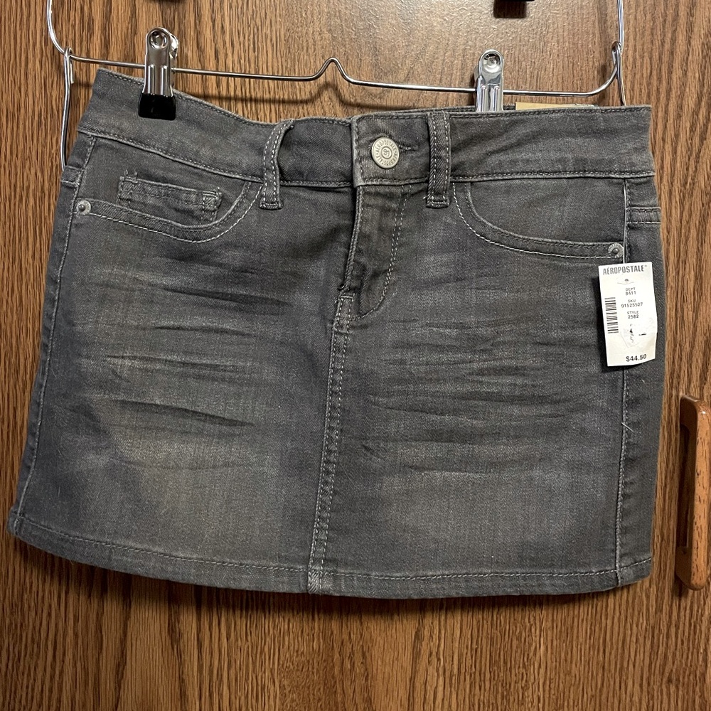 Gray Denim Mini Skirt